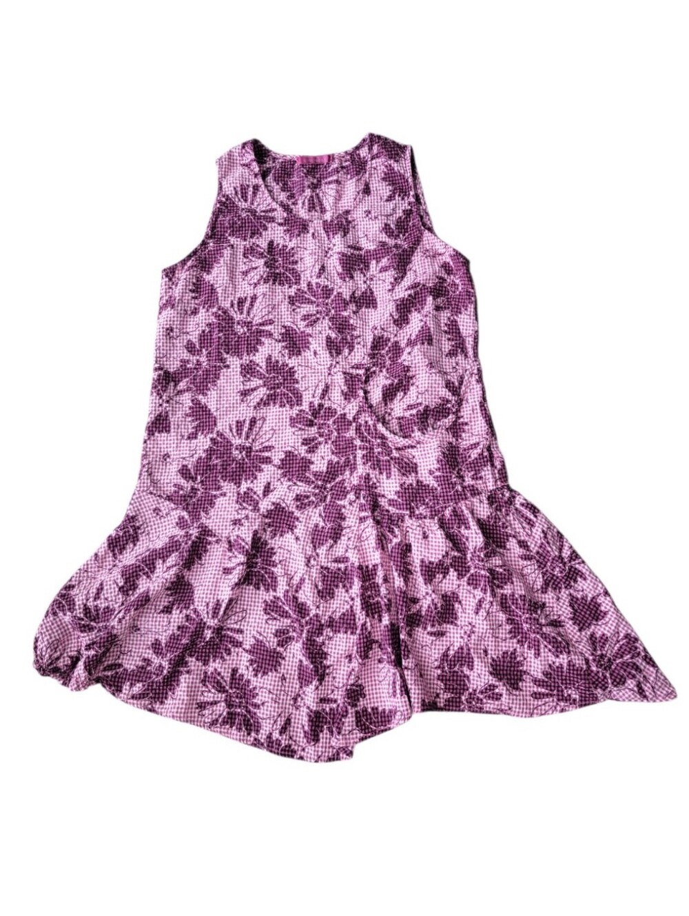 Cut Loose Sleeveless Gingham Floral Shift Dress Medium